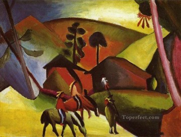 馬に乗ったインディアン 表現主義 オーガスト・マッケ Oil Paintings